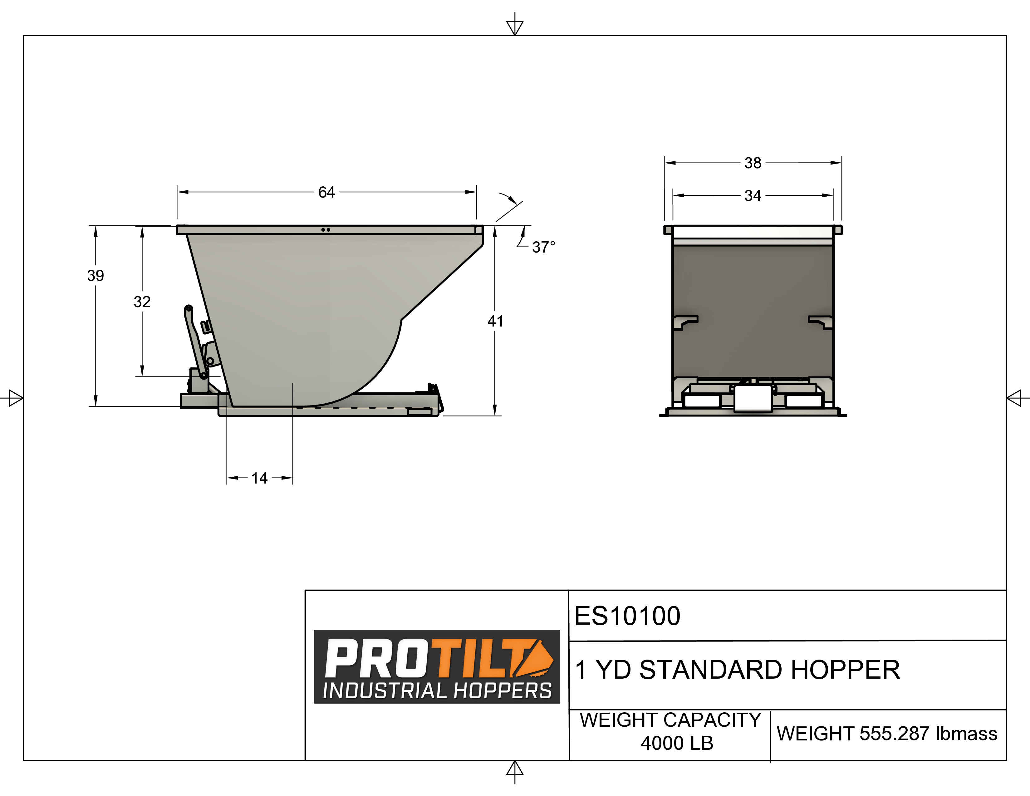 1 Yard Self-Dumping Hopper drawing